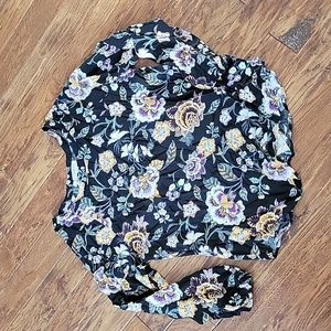 Black floral blouse